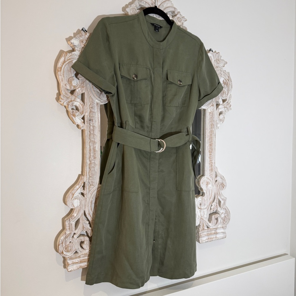 RW&CO Olive Utility Shirt Dress with Belt Detail